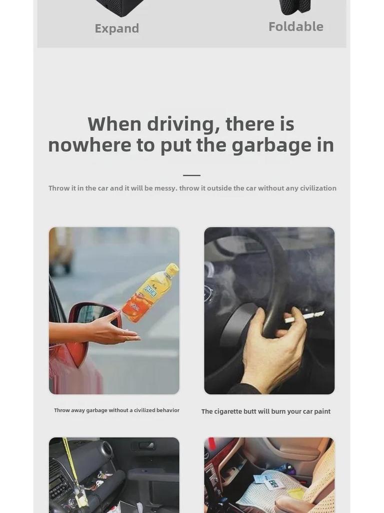 Портативный складной мусорный бак для автомобиля с многофункциональной подвесной конструкцией