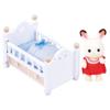 Baby Bed with Chocolate Rabbit Baby Figurine - SYLVANIAN FAMILIES - FURNITURE AND ACCESSORIES