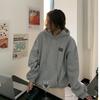 Женский свободный худи с длинным рукавом, однотонный пуловер с круглым вырезом, повседневный, удобный, модный