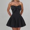2024 Fall/Winter Women's Sweet Style Tube Top Bow Skirt - Solid Color Dress