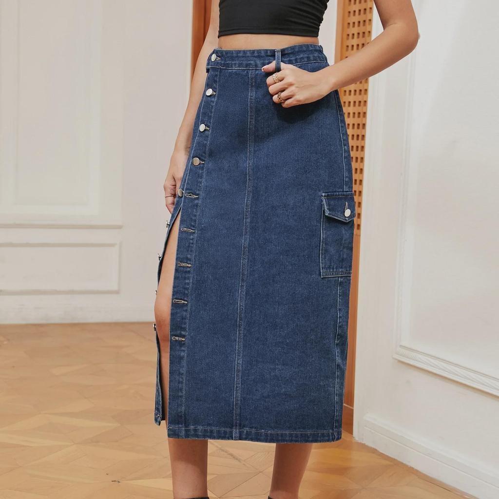 New Hot Girl Semi-Elastic Denim Workwear Casual Skirt for Women