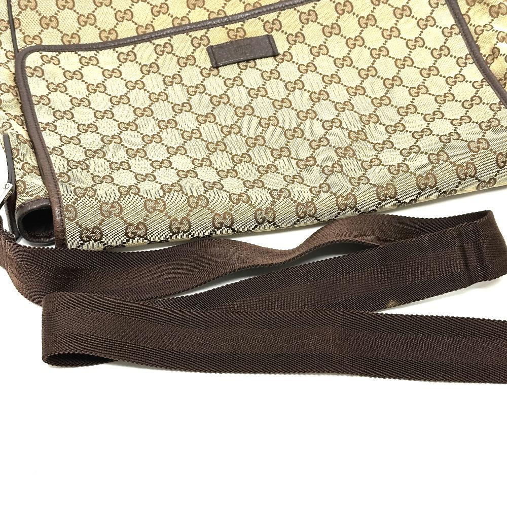 GUCCI 233052 Logo Leather Plate Crossbody Messenger Bag Shoulder Bag