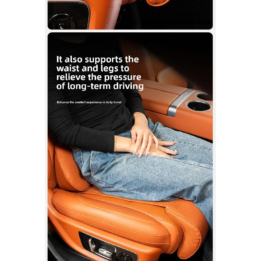 Nappa Leather Leg Support Extension Seat Cover Memory Foam Extender Cushion With Backrest Car Interior Accessories Universal Car
