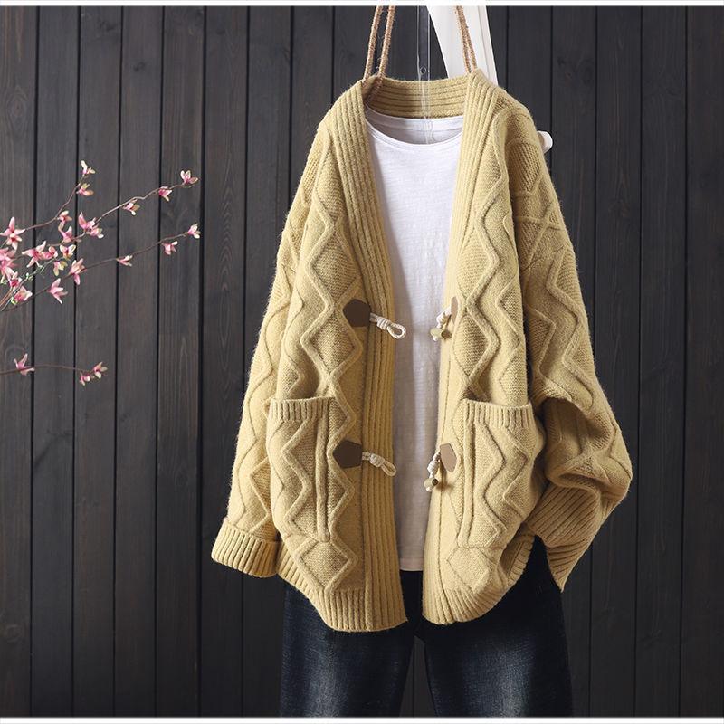 Женский свитер, женские кардиганы, осенний плед с длинным рукавом, повседневный женский карман на пуговицах