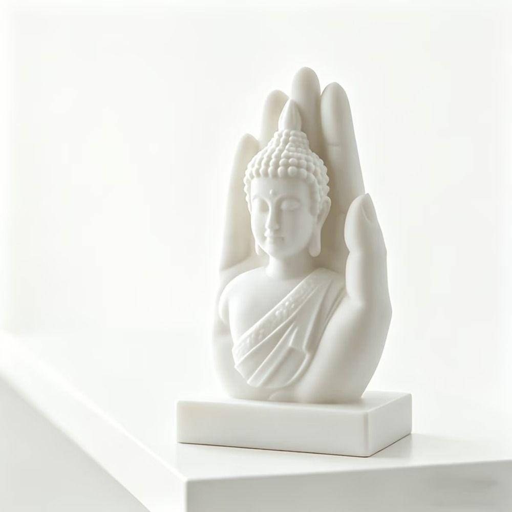Minimalist Style Buddha Hand Statue Freestanding Base Meditation Sculpture Meditation Room Decor