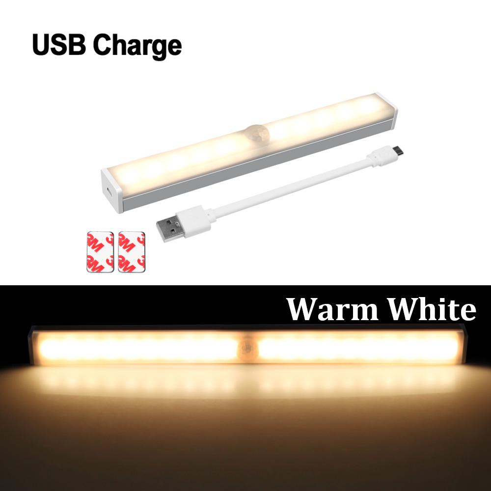 USB перезаряжаемый светодиодный ночник с датчиком движения, магнитная полоса, светодиодный светильник для шкафа, лампа для кухонного стола, PIR-сенсор, ночник