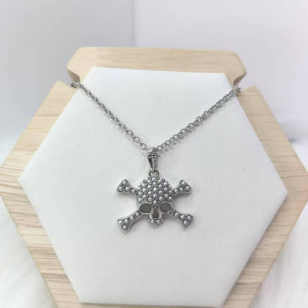 Ожерелье с черепом из жемчуга вдовствующей императрицы: Панк Хип-Хоп Цепочка на Ключицу