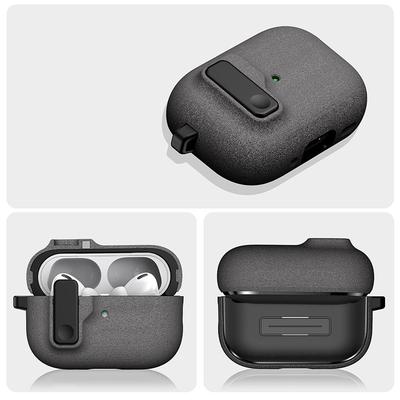 (Песчаник) Новый чехол для AirPods 4-го поколения, прочная защита с надежным замком для AirPods 4/Pro 2/Pro, чехол с ручкой для чистки
