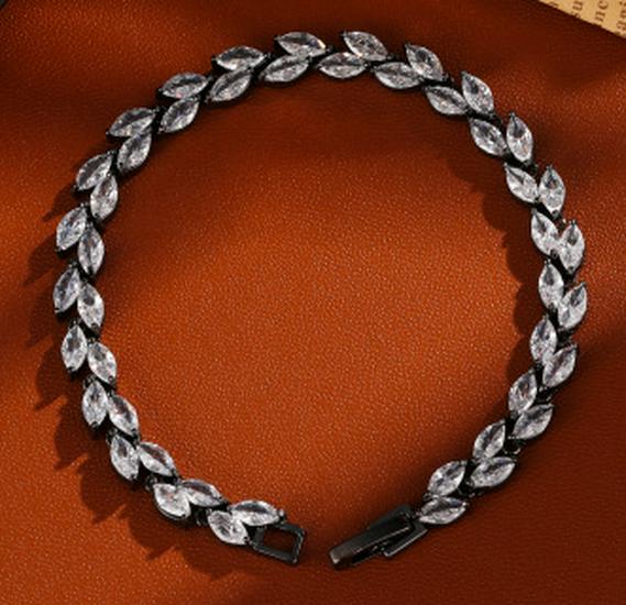 RAKOL Korean Willow Leaf Zircon Bracelet - Elegant Fashion Jewelry for Women