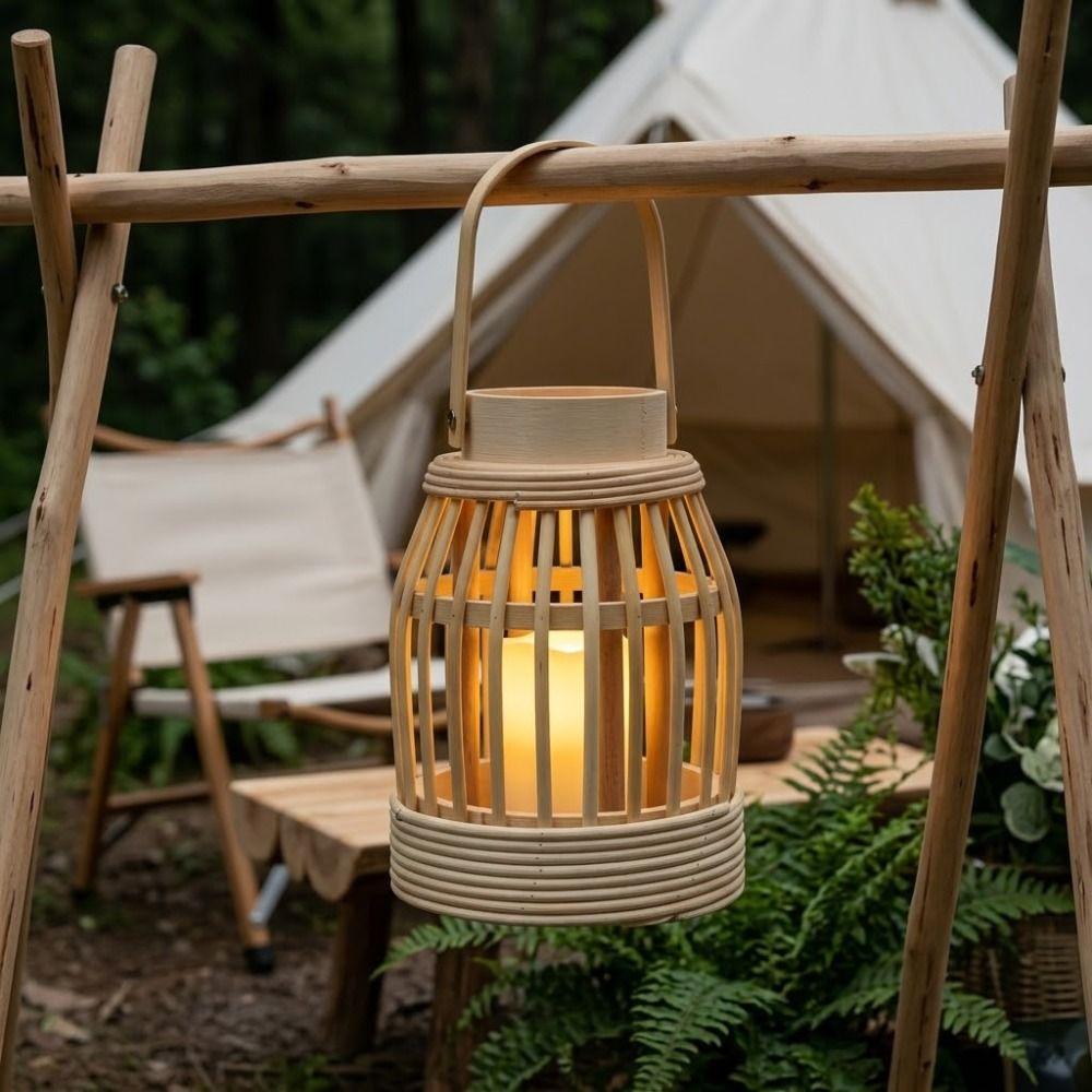 Natural Bamboo Bamboo Lantern Rattan Material Handmade Ornament Home Farmhouse
