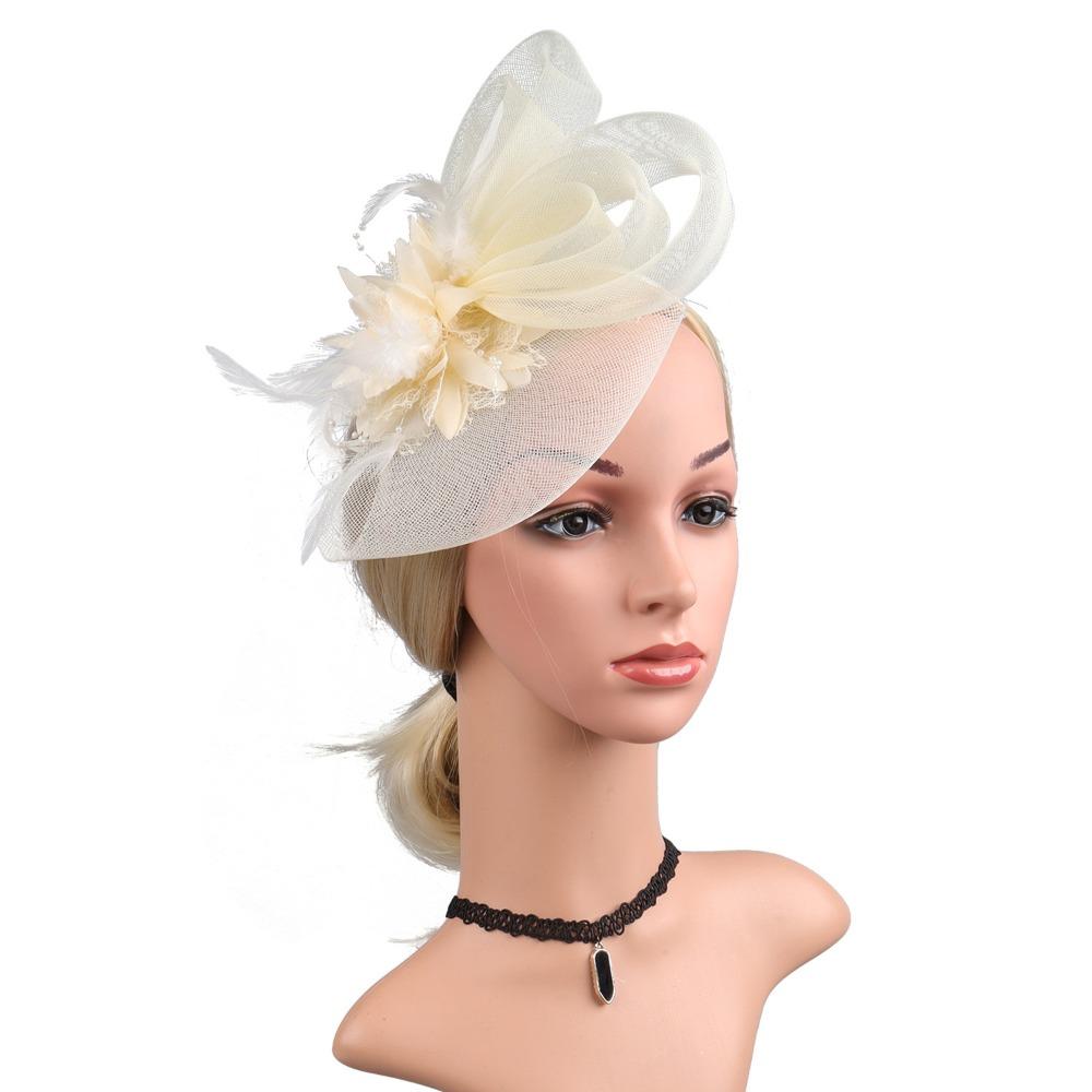 Luxury Fascinator Headdress British Retro Bridal Mesh Ribbons Cap Girls