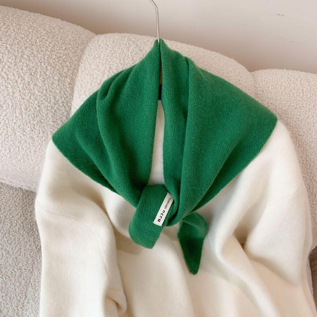 Женский вязаный треугольный шерстяной платок-шаль - Осенне-зимний многофункциональный теплый головной платок