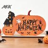 Childlike Halloween Room Accent Wooden Table Sign, Cute Pumpkin Boo Ghost Vibrant Party Prop Tabletop Centerpiece for Indoor Mantel Fireplace