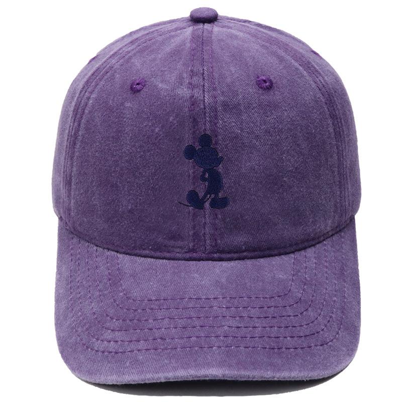 New cartoon cute Mickey embroidery washed retro soft top baseball cap men's and women's casual outdoor sunshade duck
