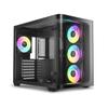 Iota C70 BK Curve ARGB Цифровой Mid-Tower ATX Игровой корпус для ПК, 270° Изогнутый панорамный обзор, Отображение температуры в реальном времени, 4 предварительно установленных ШИМ-вентилятора,