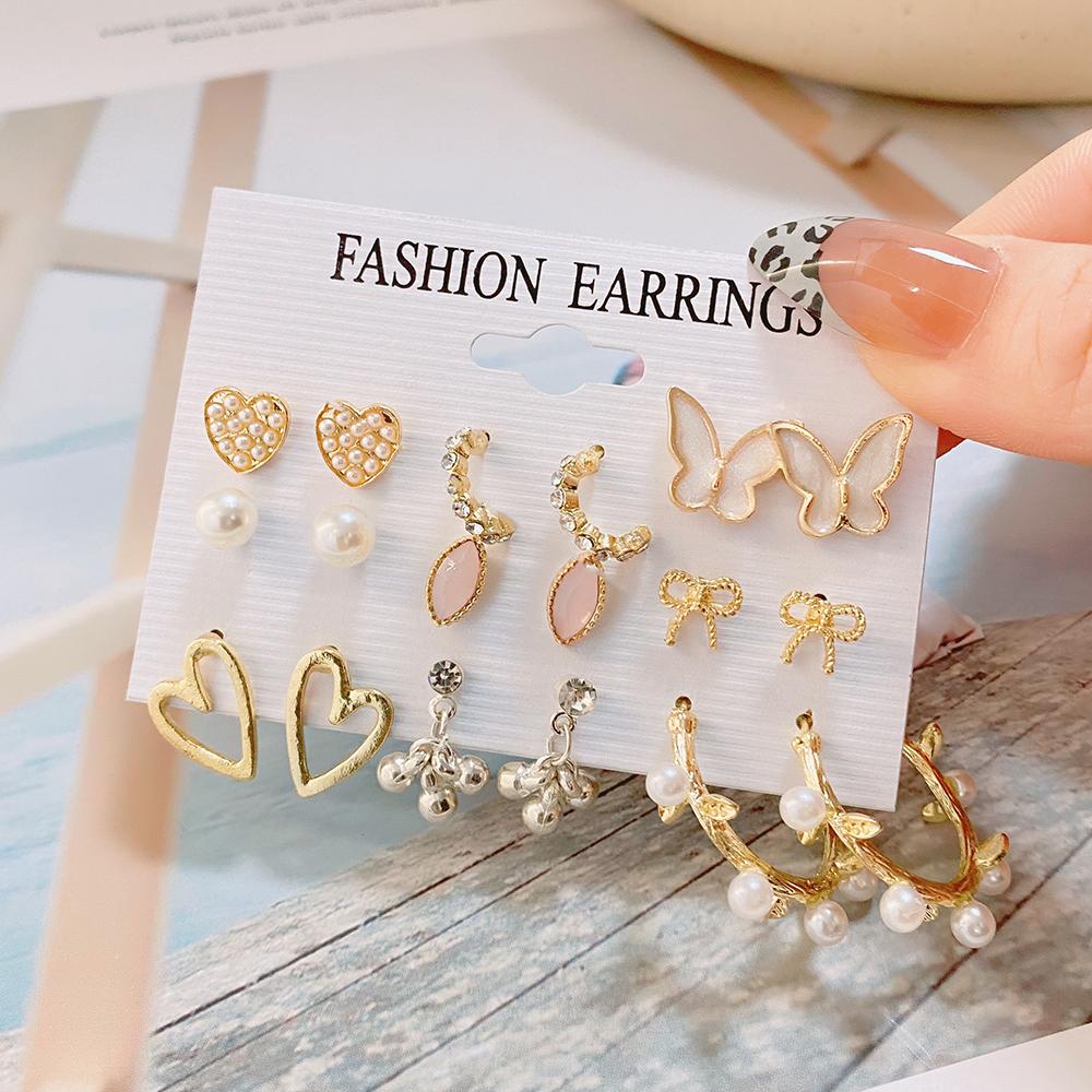 Бохо Металлические Акриловые Геометрические Серьги Набор Серьги-гвоздики Серьги-кольца Модные Ювелирные Изделия Для Женщин