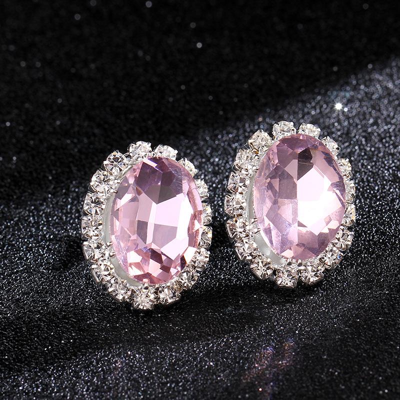 Oval Rhinestone Earrings for Women's High-grade Luxury Sparkling Crystal Earrings Earrings