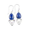 Natural Lapis Lazuli Gemstone 925 Sterling Silver Elegant Jewelry Earrings 1.90" EE-39-31