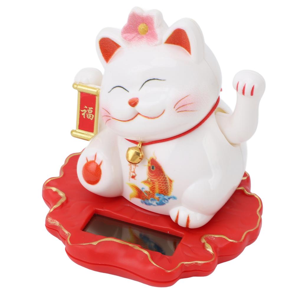 Солнечный кот удачи Яркий милый китайский кот, работающий на солнечной энергии, машущая рукой, кот удачи для домашнего офиса и