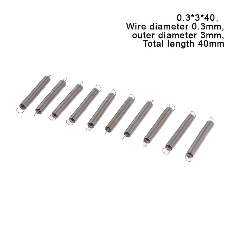 10 шт./лот, пружина растяжения 0,3 мм, удлинительная пружина из нержавеющей стали 304, наружный диаметр 3 мм-4 мм
