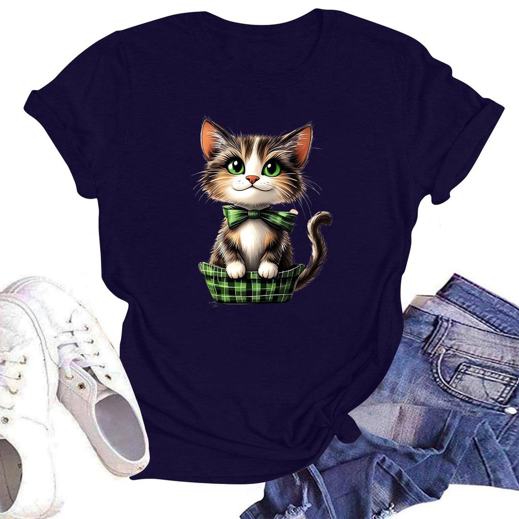 Женская модная футболка с круглым вырезом и коротким рукавом, пуловер