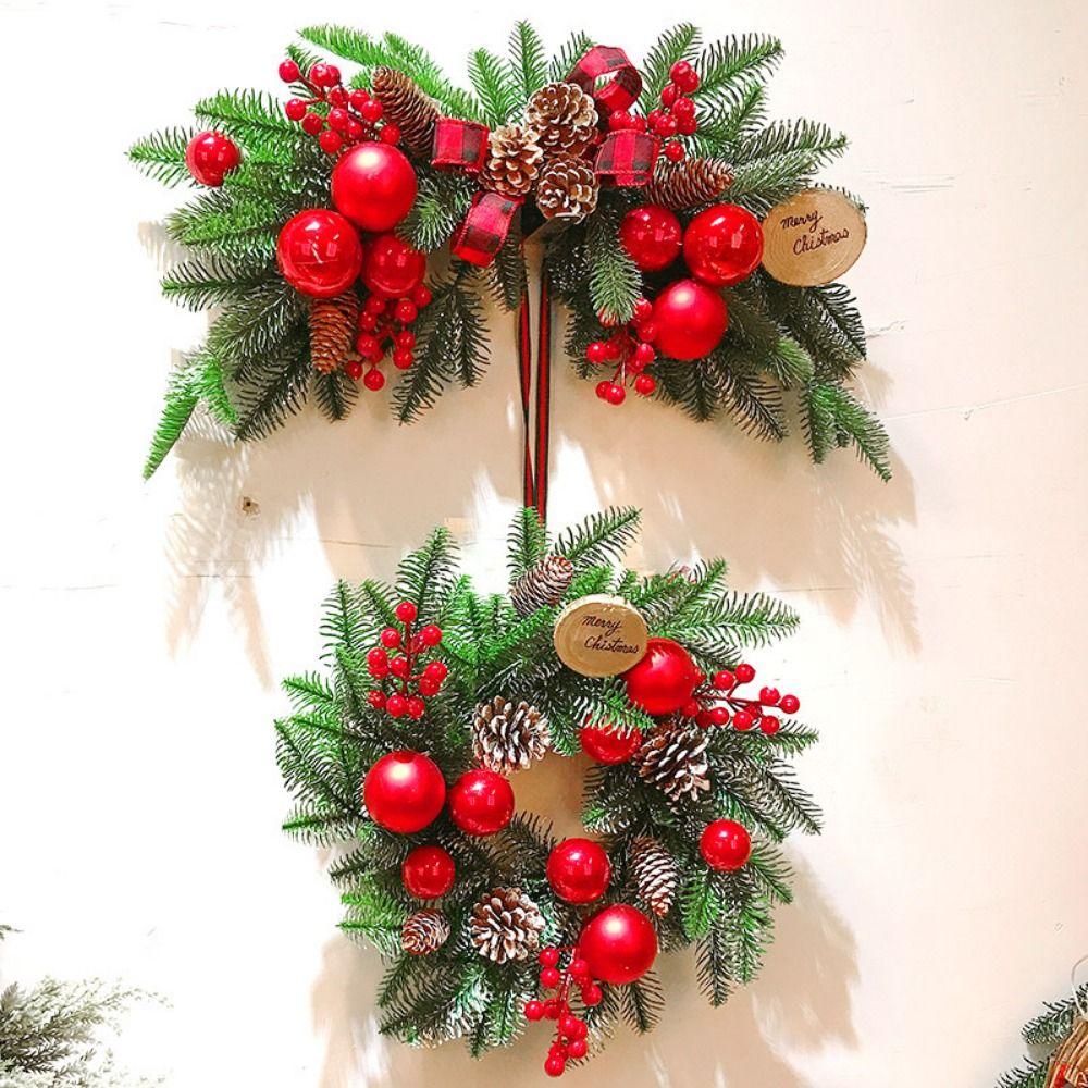DIY Artificial Christmas Wreath Realistic Pine Cone Wall Hanging Floral Wreath  Household