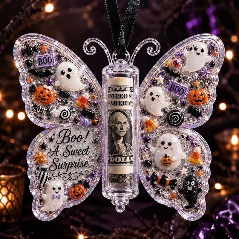Acrylic Butterfly Cash Holder Ornament Christmas Gift Family Friends Kids Decorative Money Clip
