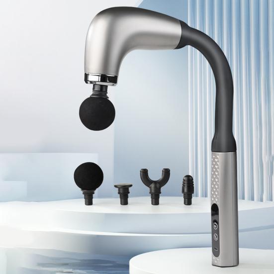 Беспроводной массажер для мышц с удлинительной ручкой, несколько режимов, перезаряжаемый ручной перкуссионный массажер для мышц