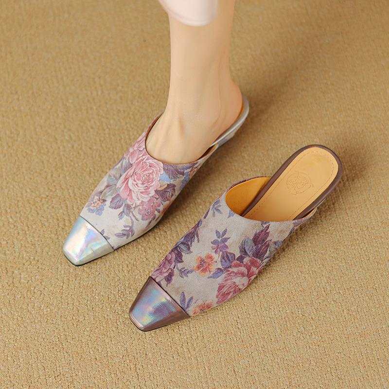 2024 New Fashion Muller Shoes High-Quality Sheep Suede Comfortable High Heel Slippers Simple Home Slippers Daily Casual Shoes