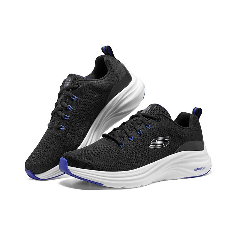 Skechers Vapor Foam Cloud Trail Сетчатые Низкие Повседневные Кроссовки Мужские Черно-Бело-Синие 232625-BKBL