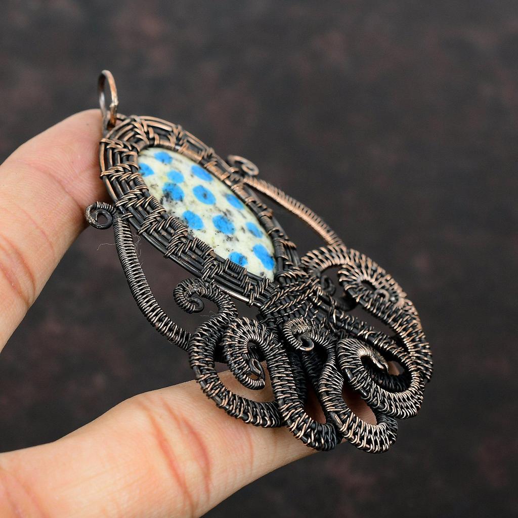 K2 Jasper Gemstone Pendant Copper Wire Wrapped Pendant Handmade Pendant Wonderful Copper Jewelry Octopus Pendant K2 Jasper Jewelry For Gift