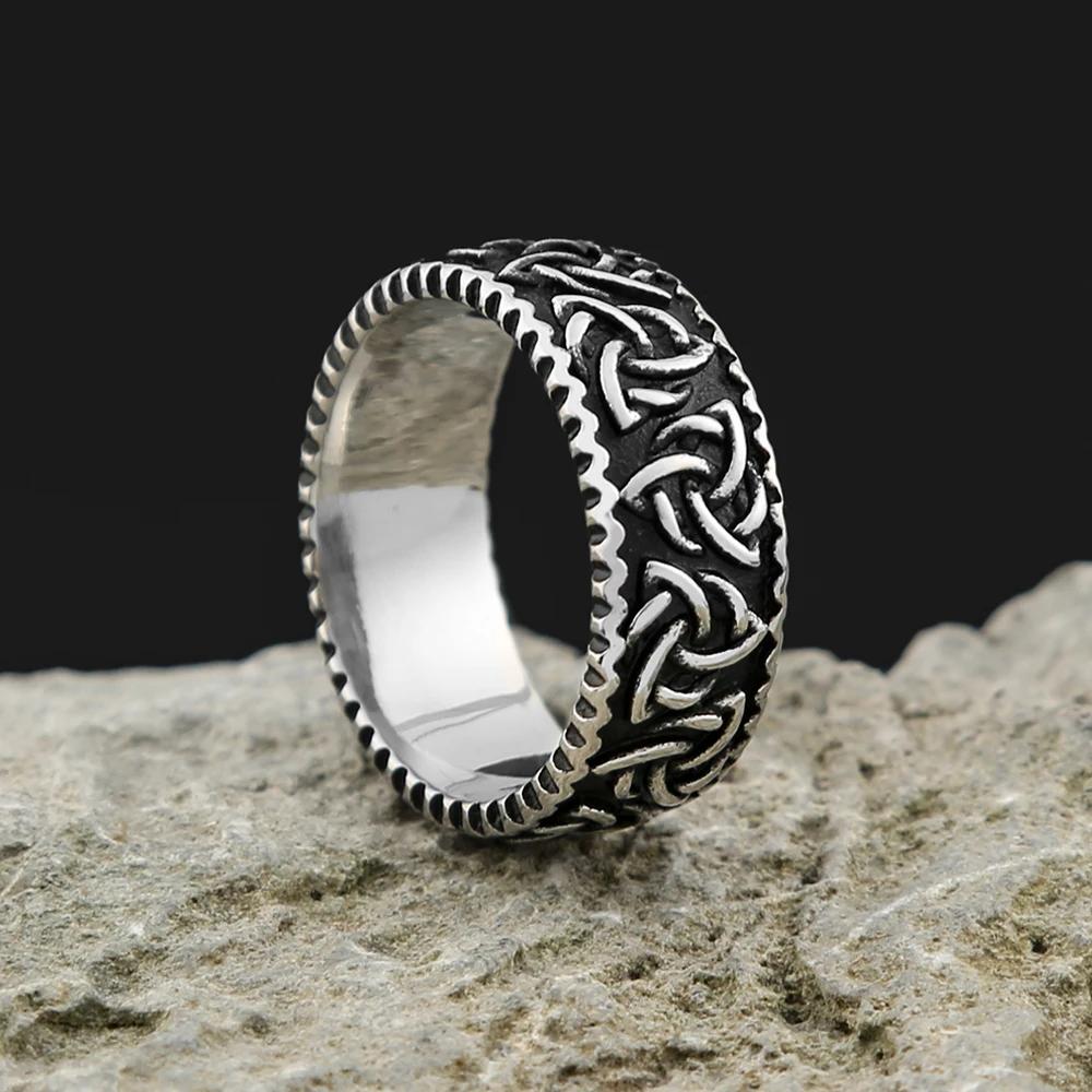 Винтажное скандинавское кельтское кольцо Триединства с узлом викингов для мужчин и женщин из нержавеющей стали, амулет Одина викингов, ювелирное украшение, подарок