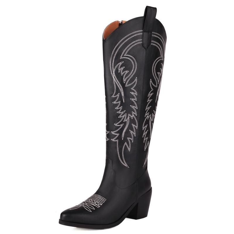 Ботильоны-чулки на танкетке Зимняя обувь 2025 Блочный каблук Вышивка Ковбойские сапоги для женщин Удобные ботильоны челси Женский бренд