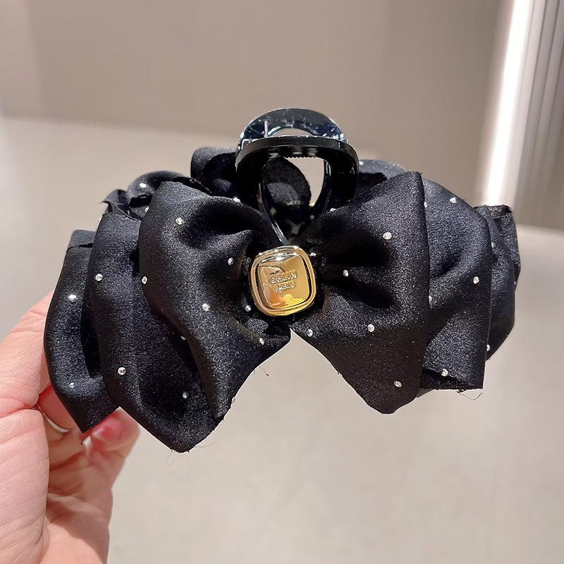 Large Summer Lace Edge Bow Claw Clip Hair Accessory for Women - Multi-Layer Feather Design