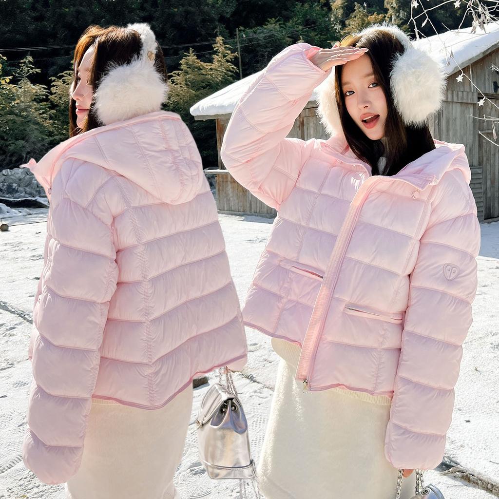 Hooded small ribs down cotton clothes women's short winter light armband warm loose bread clothes