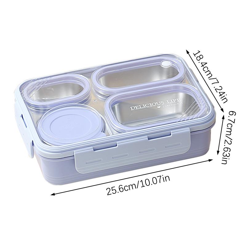 Lunch Box Containers Stainless Steel Bento Box For Adults With 4-Compartment Snack Tray, Leak-Proof Soup Bowl, Dishwasher Safe