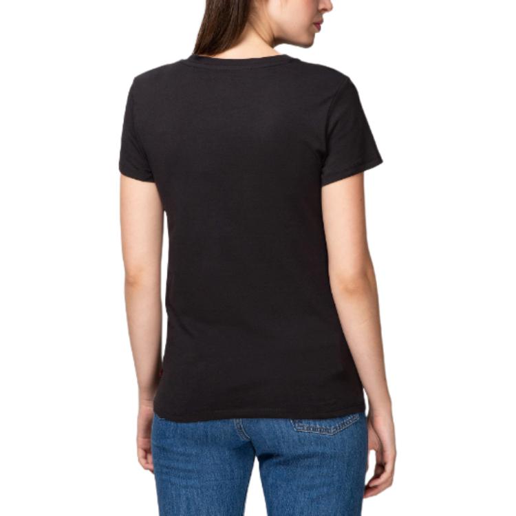 Женская футболка с коротким рукавом и круглым вырезом, с принтом логотипа Levis, черная 17369-1057