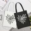 Темная холщовая сумка в стиле Харадзюку с паутиной, сумка для покупок, повседневная готическая женская сумка с мультяшным принтом, большая вместительная сумка на плечо Ulzzang для девочек