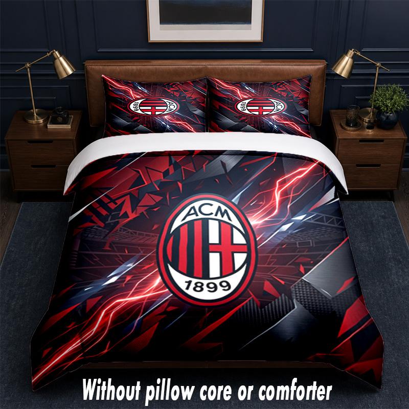 AC Milan Design Bed Bedding Set 1 Duvet Cover + 2 Pillowcases Soft Breathable Household Bed Linens