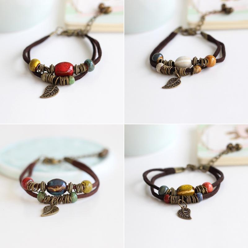 Ethnic Style Colorful Ceramic Bracelet Literary Style Fashion Bracelet Colorful Beaded Jewelry Bracelet