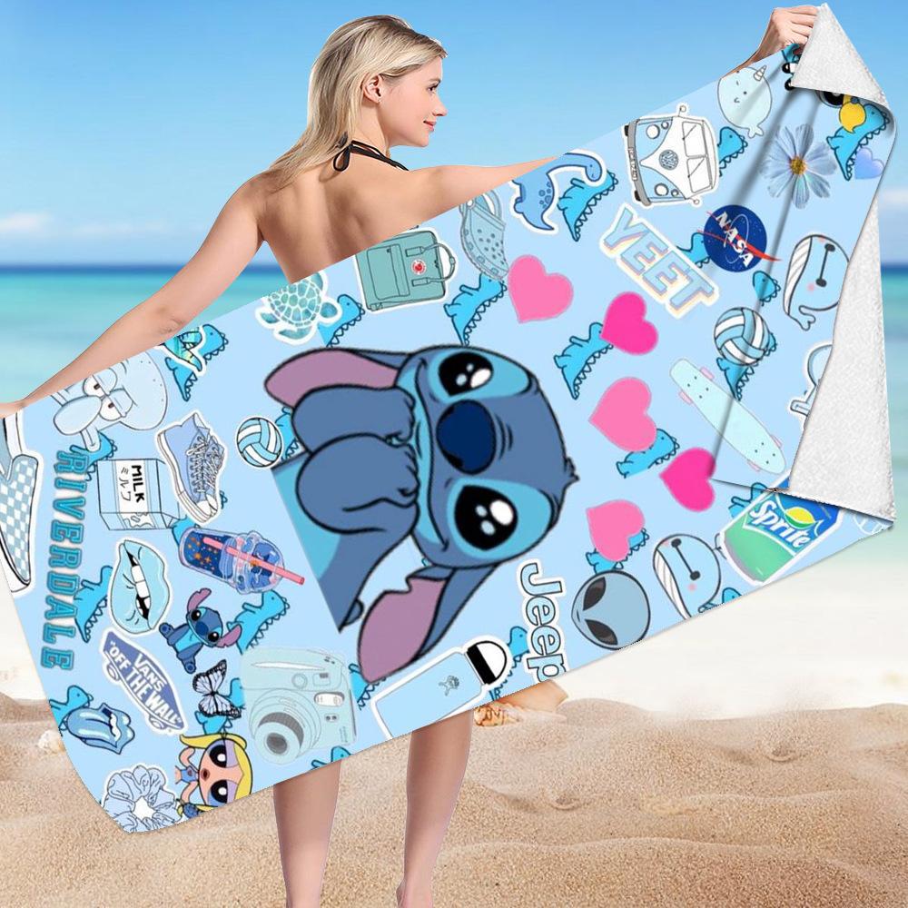 Stitch Zai Animation Beach Towel Microfiber Double-Sided Fleece Beach Towel Bath Towel Variety Square Towel Beach Towel
