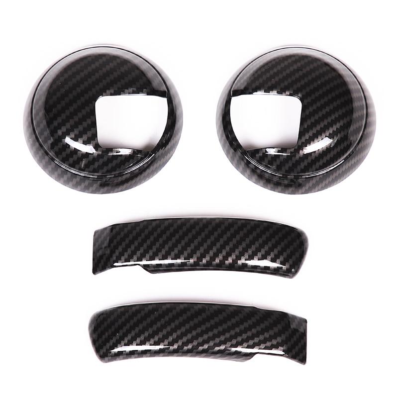 ABS Carbon Fiber Car Interior Door Handle Decoration Cover Stickers Trim For Fiat 500 Abarth 595 2010-2024 Auto Accessories