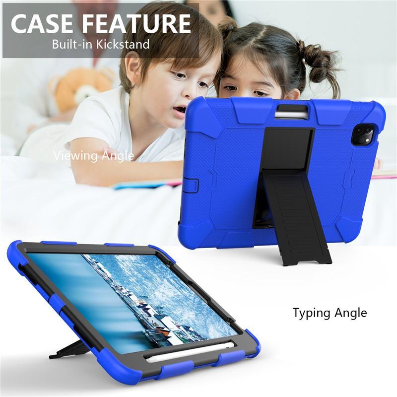 Shockproof Silicone Case With Kickstand IPad Air 4 10.9 Inch 2020 Full Coverage Dual-Tone Design Sleep/Wake Support