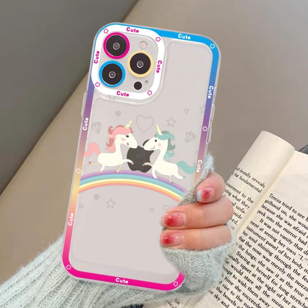 Мультяшный чехол-единорог для iPhone 15 13 14 Pro Max XS XR 12 11 Pro 13 Mini Мягкая прозрачная задняя крышка