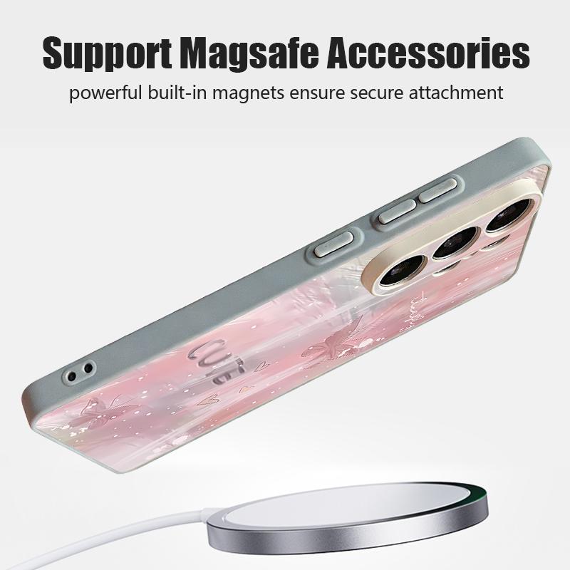Магнитный Чехол Для Magsafe Для Samsung Galaxy S26 Ultra S25 Edge S24 Plus S23 FE S22 A17 A54 A55 A56 A57 5G Масляная Живопись Цветочный Рисунок Обложка