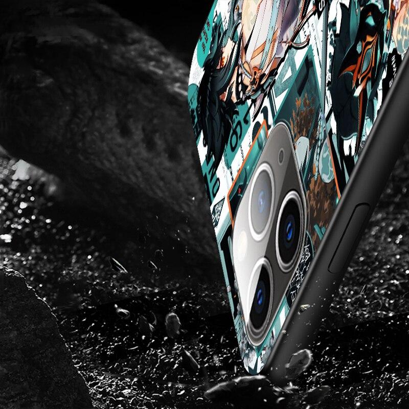Genshin Impact для Apple iPhone 13 12 11 SE XS XR X 7 8 6 5 S mini Plus Pro MAX 2020, мягкий черный чехол для телефона