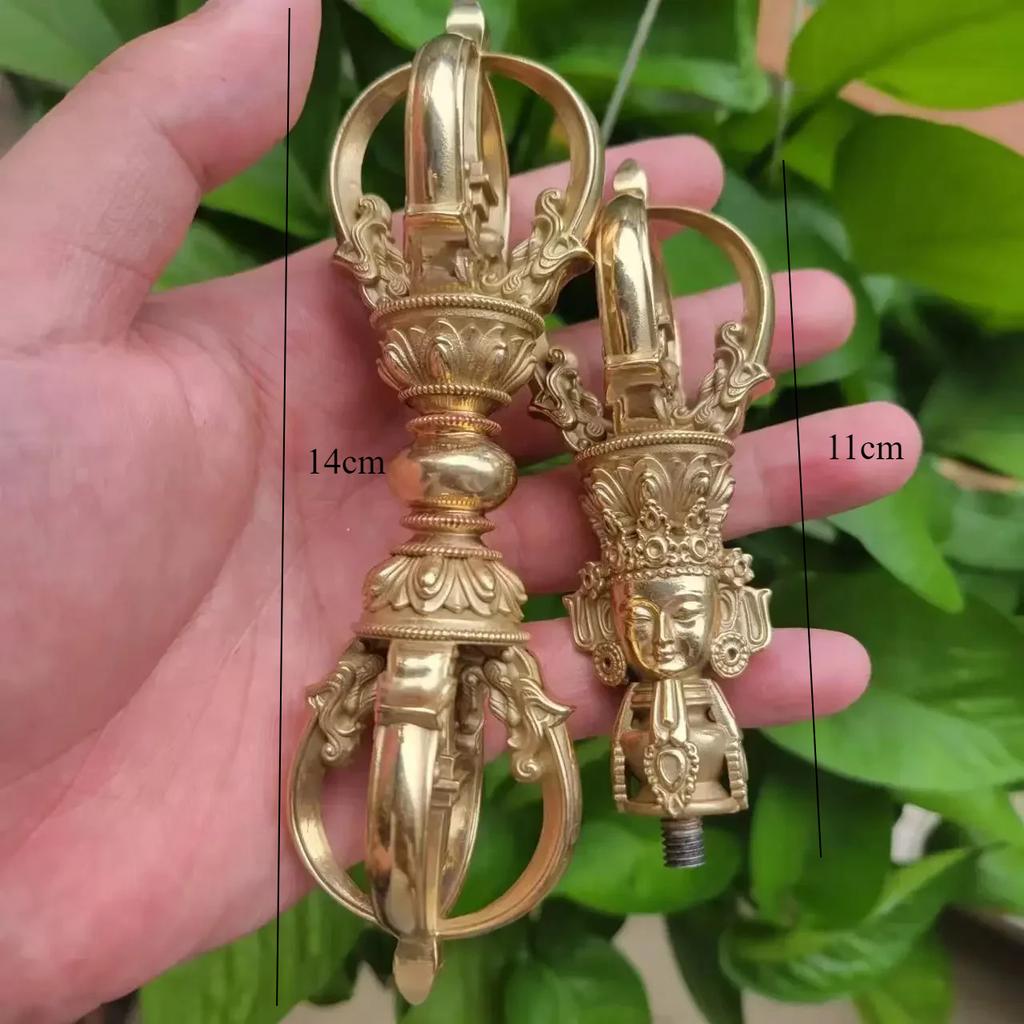 1PCS Craftsmanship Tibetan White Copper Diamond Bell and Pestle Precision Nine Leg Bell Feng Shui Ornament