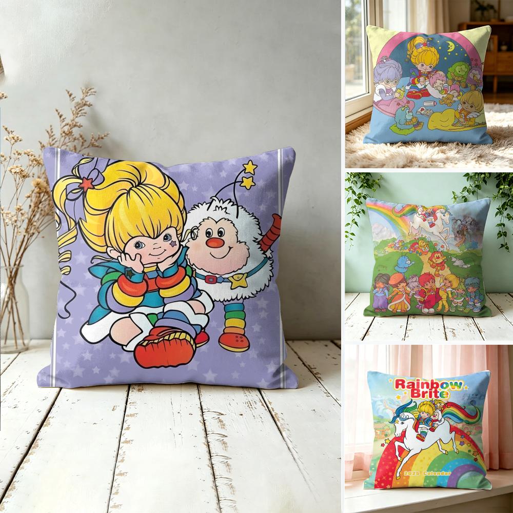 Rainbows BBrite Cute Cushion Cover Square Short Plush Pillow Case Living Room Sofa Home Decor Funda X