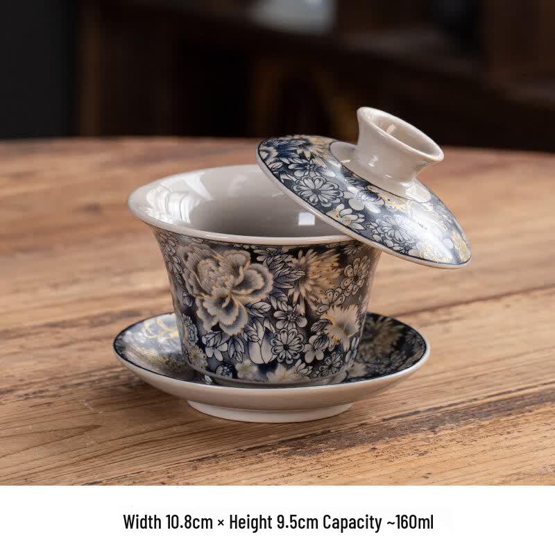 Ceramic Sancai Gaiwan Tea Bowl