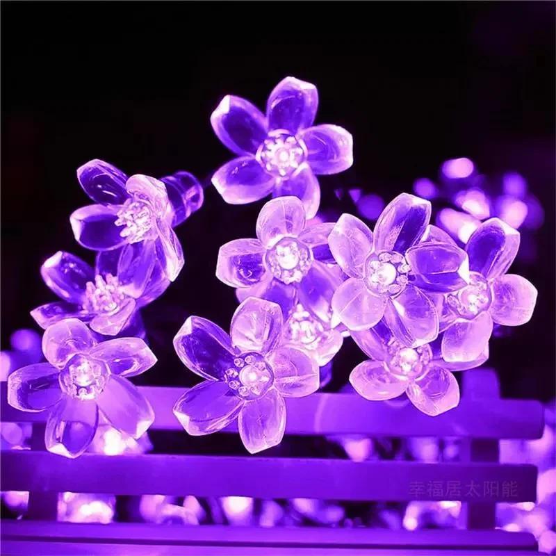 LED Festoon Cherry Blossom Garden Tree Solar Garland Wedding Party Balcony Decoration Holiday Outdoor Solar Light String